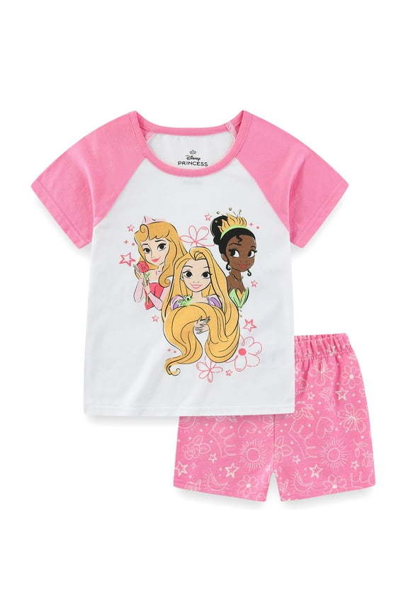 Princess Short Sleeve T-Shirt and French Terry Shorts Set (Girls), 2 Piece Set, Sizes 2T-6X