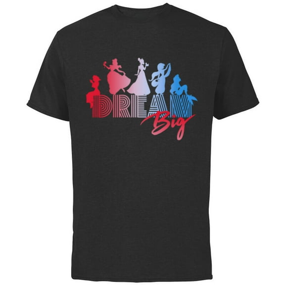Disney Princess Silhouettes Dream Big - Short Sleeve Cotton T-Shirt for Adults - Customized-Black