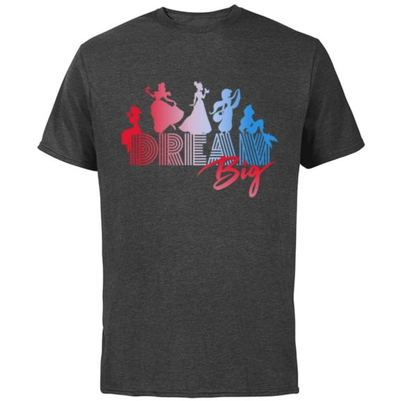 Disney Princess Silhouettes Dream Big - Short Sleeve Cotton T-Shirt for Adults - Customized-Charcoal