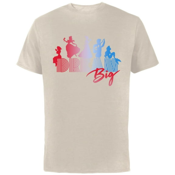 Disney Princess Silhouettes Dream Big - Short Sleeve Cotton T-Shirt for Adults - Customized-Natural