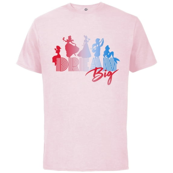 Disney Princess Silhouettes Dream Big - Short Sleeve Cotton T-Shirt for Adults - Customized-Soft Pink