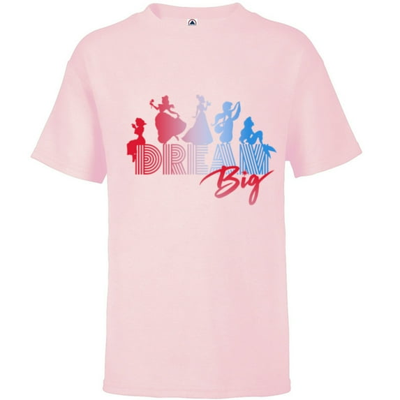 Disney Princess Silhouettes Dream Big - Short Sleeve T-Shirt for Kids - Customized-Soft Pink