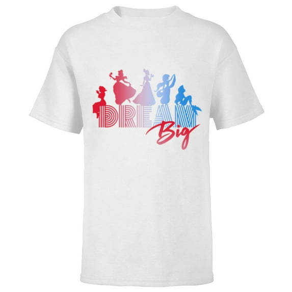 Disney Princess Silhouettes Dream Big - Short Sleeve T-Shirt for Kids - Customized-White