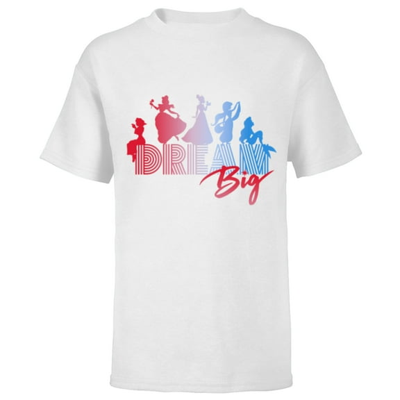 Disney Princess Silhouettes Dream Big - Short Sleeve T-Shirt for Kids - Customized-White