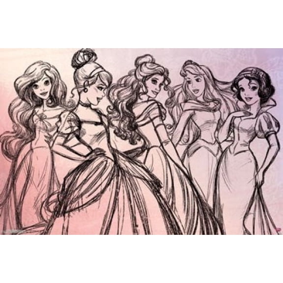 Disney Princess - Sketch Laminated Poster Print (36 x 24)