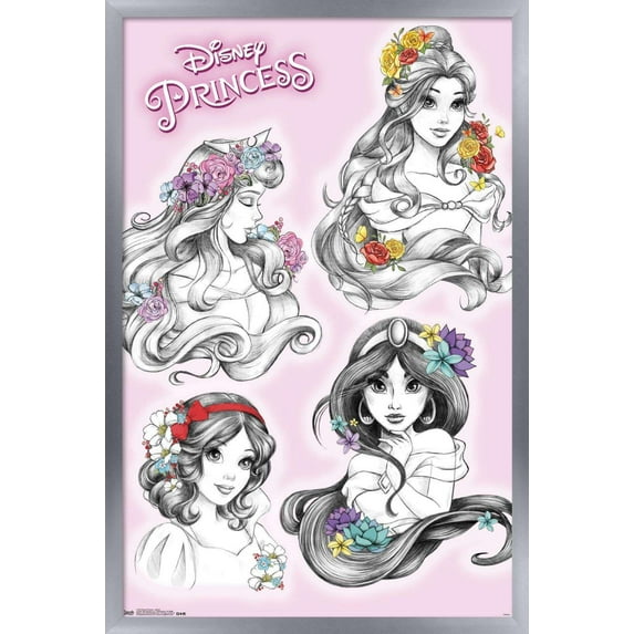 Disney Princess - Sketch Wall Poster, 14.725" x 22.375", Framed
