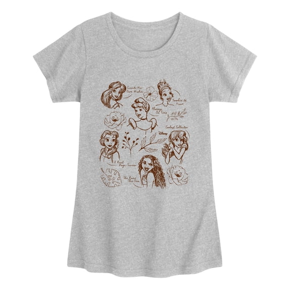 Disney - Princess Sketchy Grid Fitted Short Sleeve Graphic T-Shirt