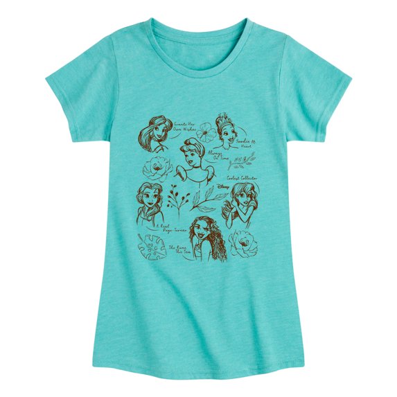 Disney - Princess Sketchy Grid Fitted Short Sleeve Graphic T-Shirt
