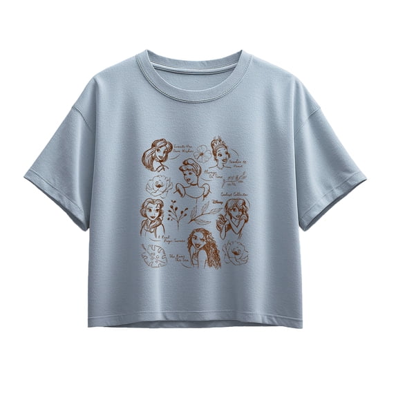 Disney - Princess Sketchy Grid Short Sleeve Boxy Graphic T-Shirt