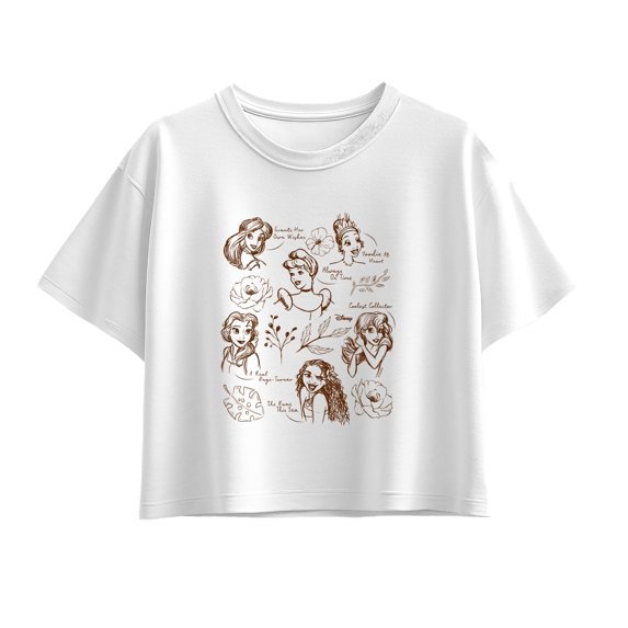 Disney - Princess Sketchy Grid Short Sleeve Boxy Graphic T-Shirt