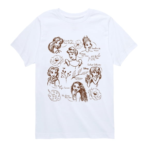 Disney - Princess Sketchy Grid Short Sleeve Graphic T-Shirt