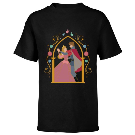 Disney Princess Sleeping Beauty 65th Anniversary Love Dance - Short Sleeve T-Shirt for Kids - Customized-Black