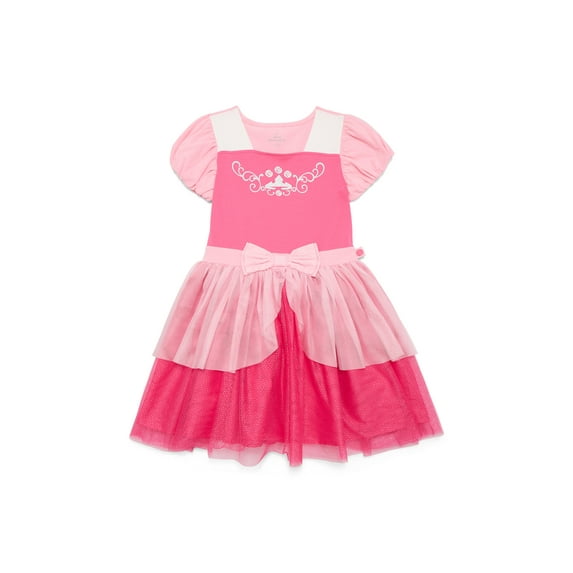 Disney Princess Girls Sleeping Beauty Aurora Cosplay Dress with Short Puff Sleeves, Sizes 4-12