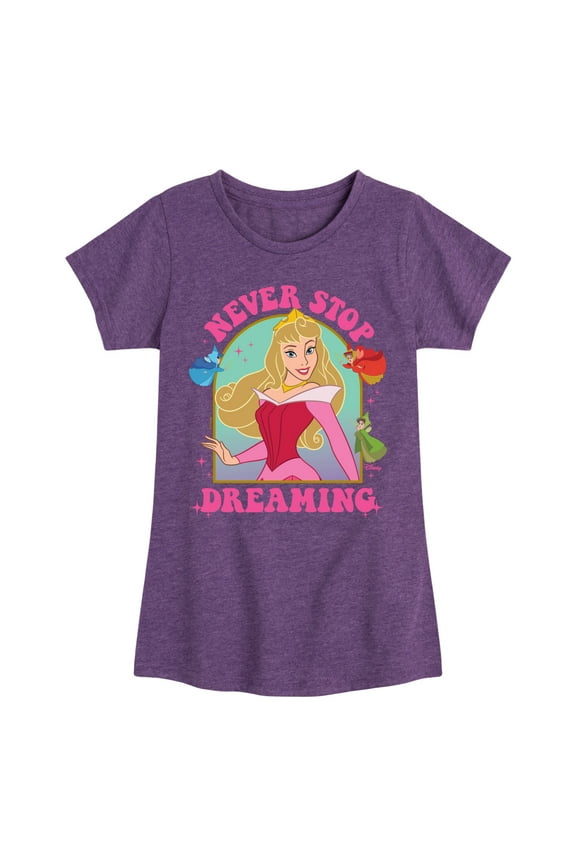 - Sleeping Beauty - Aurora Never Stop Dreaming - Girls Fitted Short Sleeve T-Shirt
