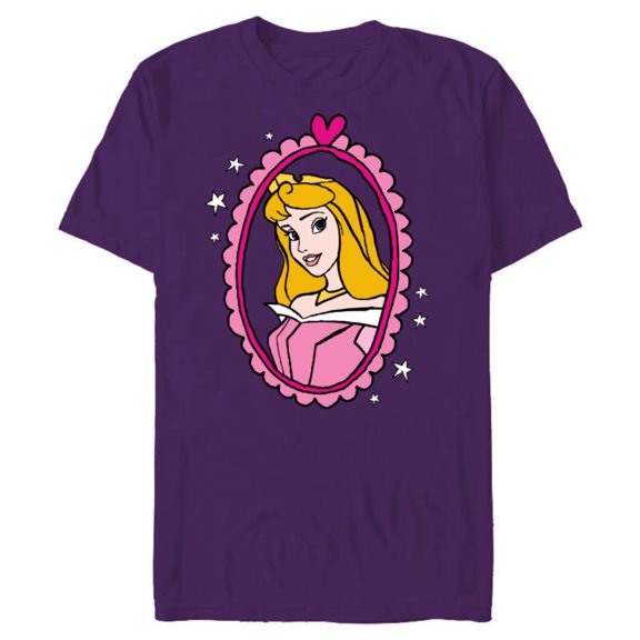 Disney Princess Sleeping Beauty Aurora Portrait T-Shirt- Short Sleeve Blended T-Shirt for Adults - Customized-Purple