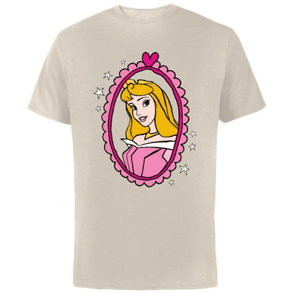 Disney Princess Sleeping Beauty Aurora Portrait T-Shirt - Short Sleeve Cotton T-Shirt for Adults - Customized-Natural