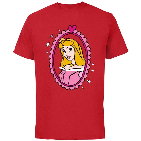 Disney Princess Sleeping Beauty Aurora Portrait T-Shirt - Short Sleeve Cotton T-Shirt for Adults - Customized-Red