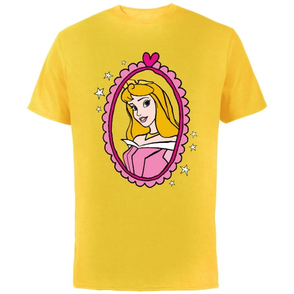 Disney Princess Sleeping Beauty Aurora Portrait T-Shirt - Short Sleeve Cotton T-Shirt for Adults - Customized-Yellow