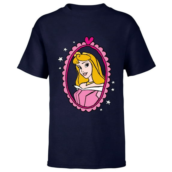 Disney Princess Sleeping Beauty Aurora Portrait T-Shirt - Short Sleeve T-Shirt for Kids - Customized-Navy