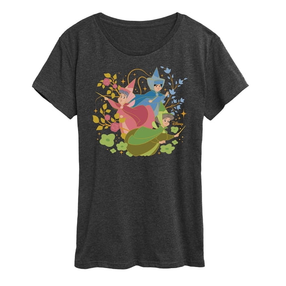 Disney Princess - Sleeping Beauty Flora Fauna And Merryweather -  Women's Short Sleeve Graphic T-Shirt