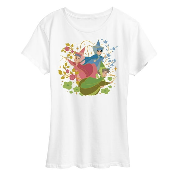 Disney Princess - Sleeping Beauty Flora Fauna And Merryweather -  Women's Short Sleeve Graphic T-Shirt