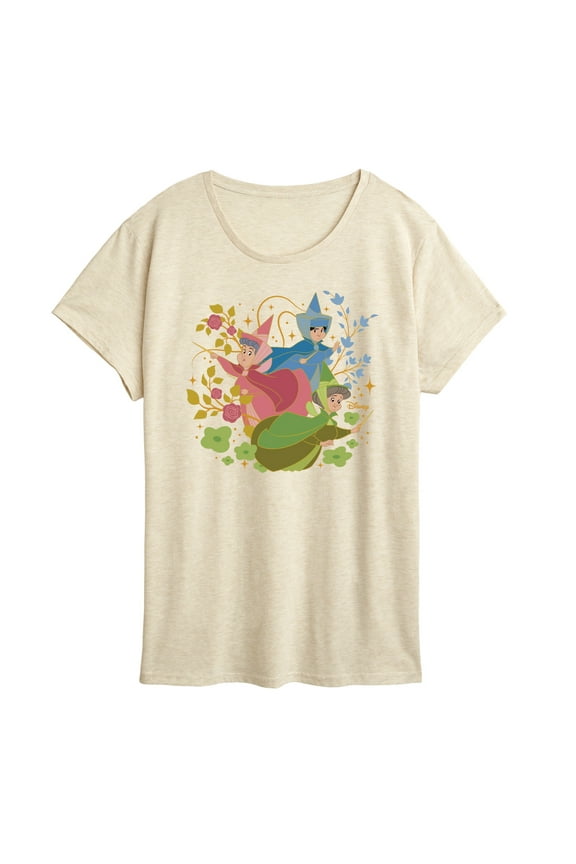 - Sleeping Beauty Flora Fauna And Merryweather - Women's Short Sleeve Graphic T-Shirt
