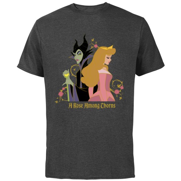Disney Princess Sleeping Beauty Maleficent Rose Among Thorns - Short Sleeve Cotton T-Shirt for Adults - Customized-Charcoal