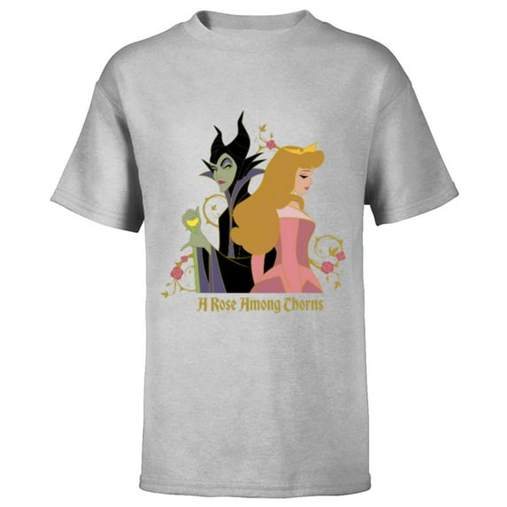 Disney Princess Sleeping Beauty Maleficent Rose Among Thorns - Short Sleeve T-Shirt for Kids - Customized-Athletic Heather