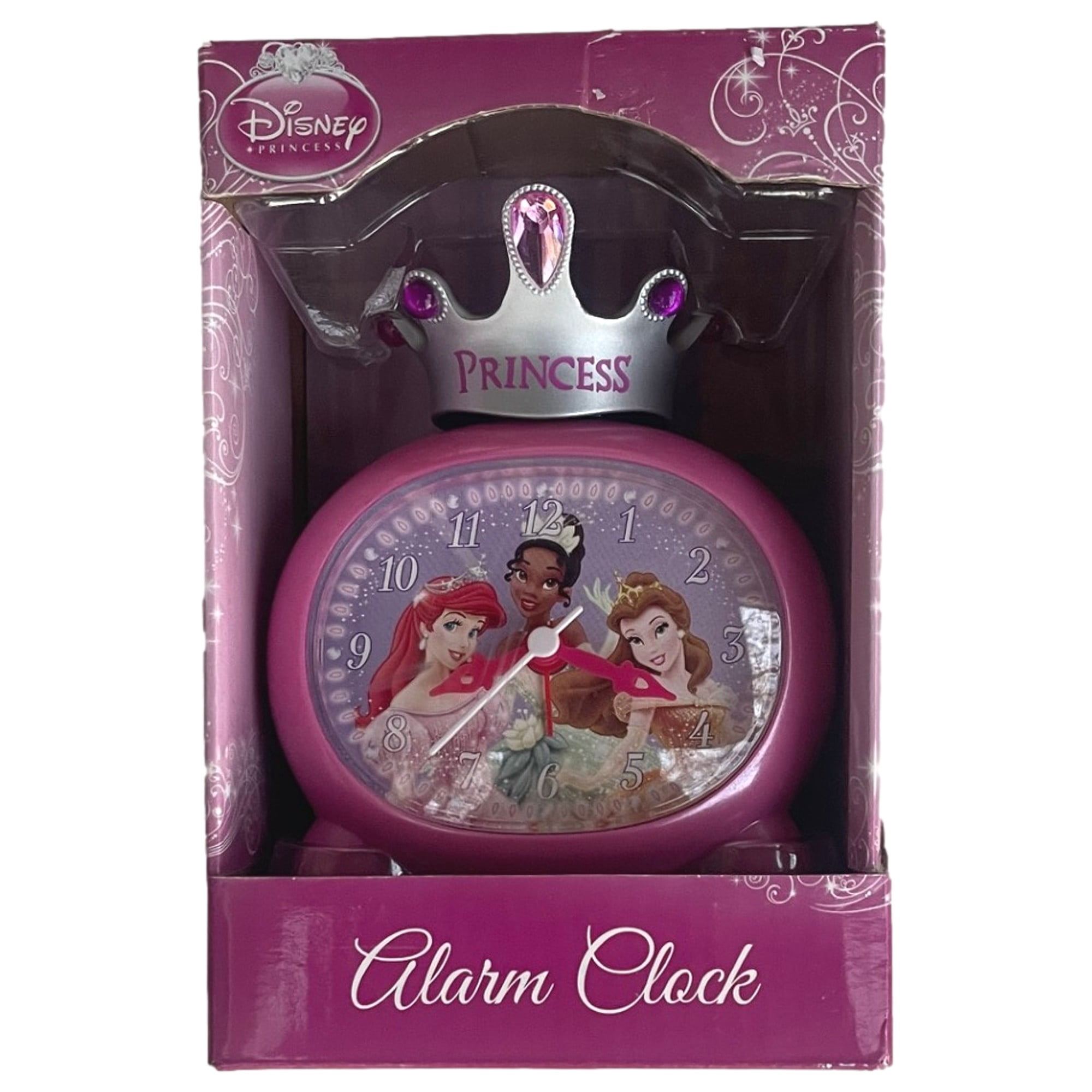 Disney Princess Small Alarm Clock, Pink with Ariel Belle & Tiana