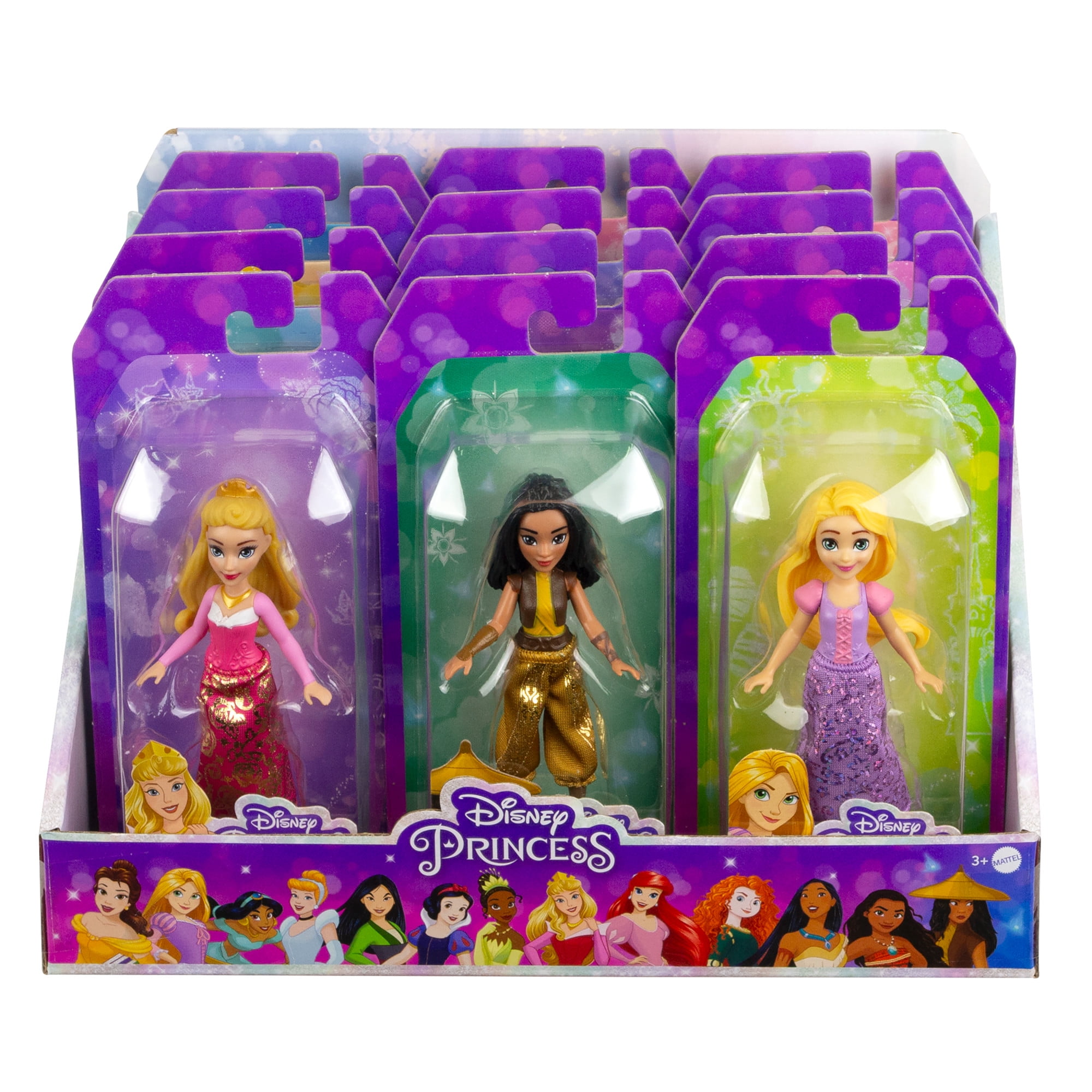 Disney Princess Small Dolls with Sparkling Clothing Inspired by Disney Movies, Posable