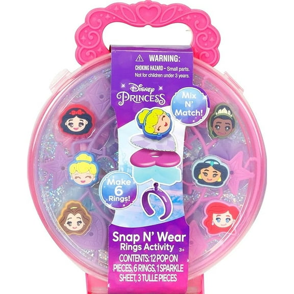 Disney Princess Snap N' Wear Rings Activity Set, Create 6 Custom Rings