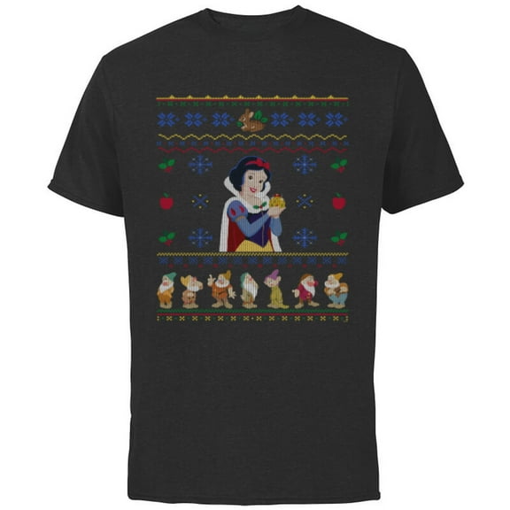 Disney Princess Snow White Christmas Sweater - Short Sleeve Cotton T-Shirt for Adults - Customized-Black