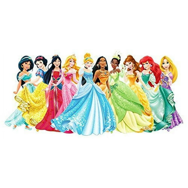 Disney Princess Snow White, Cinderella, Aurora, Ariel, Belle, Jasmine, Pocahontas, Mulan, Tinker Bell Edible Image Photo 1/4 Quarter Sheet Cake Topper Personalized Custom Customized Birthday Party