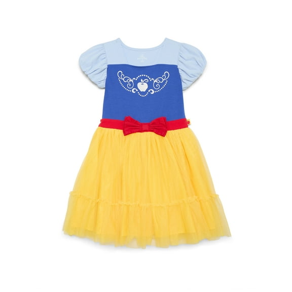 Disney Princess Girls Snow White Cosplay Dress with Short Puff Sleeves, Sizes 4-12