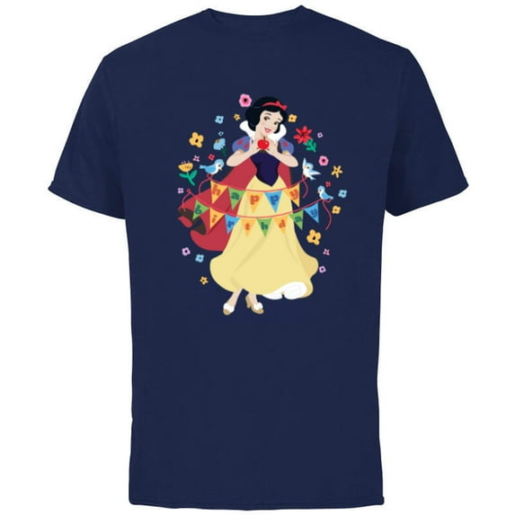 Disney Princess Snow White Happy Birthday - Short Sleeve Cotton T-Shirt for Adults - Customized-Navy