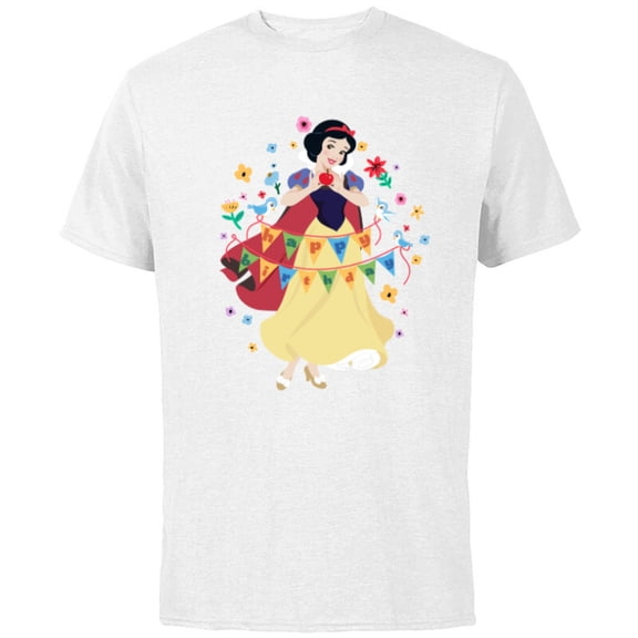 Disney Princess Snow White Happy Birthday - Short Sleeve Cotton T-Shirt for Adults - Customized-White