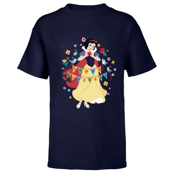 Disney Princess Snow White Happy Birthday - Short Sleeve T-Shirt for Kids - Customized-Navy