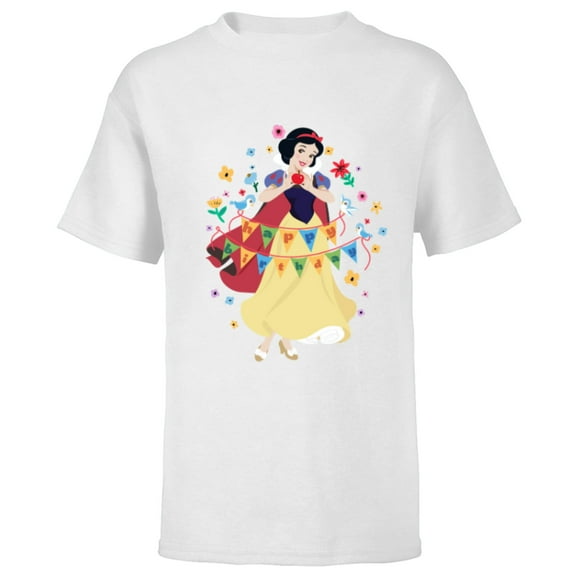 Disney Princess Snow White Happy Birthday - Short Sleeve T-Shirt for Kids - Customized-White