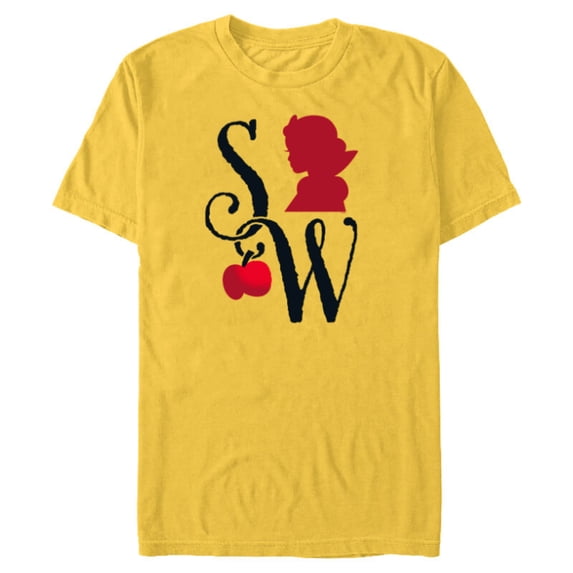 Disney Princess Snow White Initials and Silhouette - Short Sleeve Blended T-Shirt for Adults - Customized-Yellow