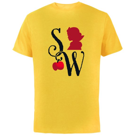 Disney Princess Snow White Initials and Silhouette - Short Sleeve Cotton T-Shirt for Adults - Customized-Yellow