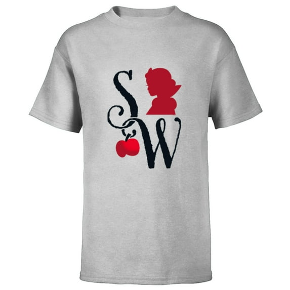 Disney Princess Snow White Initials and Silhouette - Short Sleeve T-Shirt for Kids - Customized-Athletic Heather