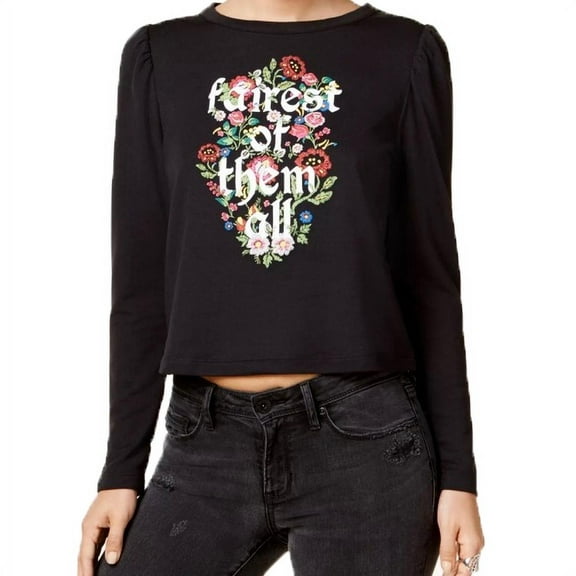 Disney Princess Snow White Juniors' Fairest Graphic Sweatshirt (Black,Small)