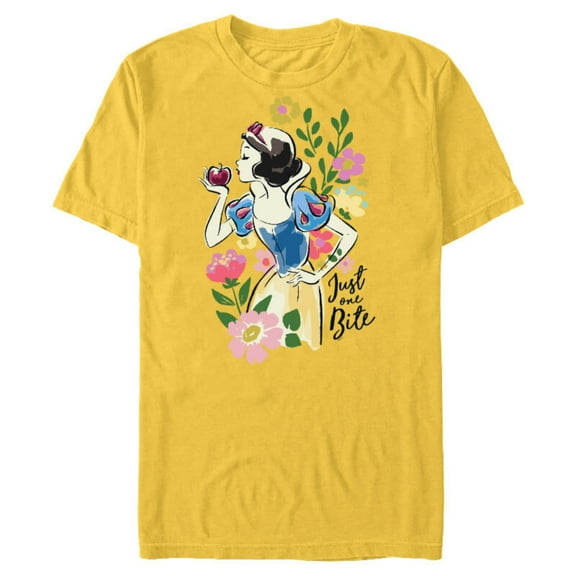 Disney Princess Snow White Just One Bite Floral - Short Sleeve Blended T-Shirt for Adults - Customized-Yellow