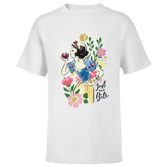 Disney Princess Snow White Just One Bite Floral - Short Sleeve T-Shirt for Kids - Customized-White