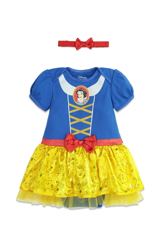 Princess Snow White Newborn Baby Girls Dress and Headband Newborn to Infant