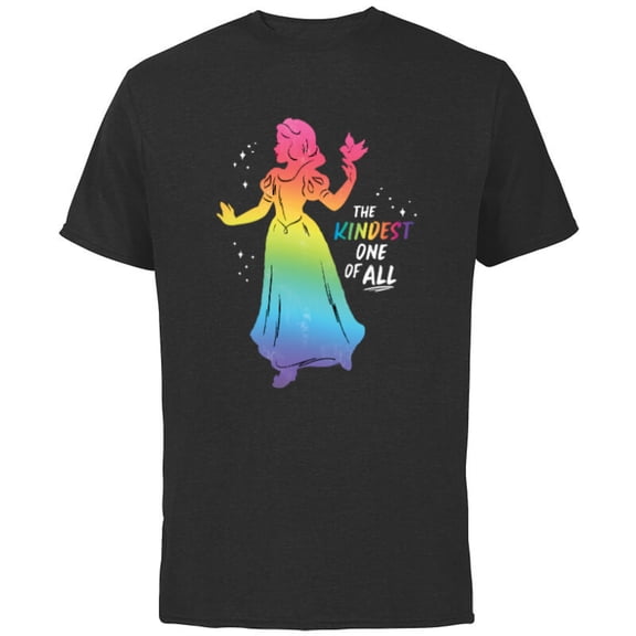 Disney Princess Snow White Rainbow The Kindest One of All- Short Sleeve Cotton T-Shirt for Adults - Customized-Black