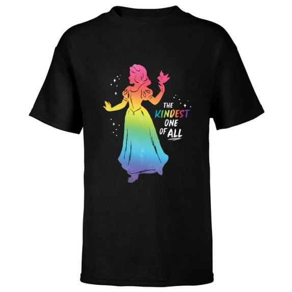 Disney Princess Snow White Rainbow The Kindest One of All- Short Sleeve T-Shirt for Kids - Customized-Black