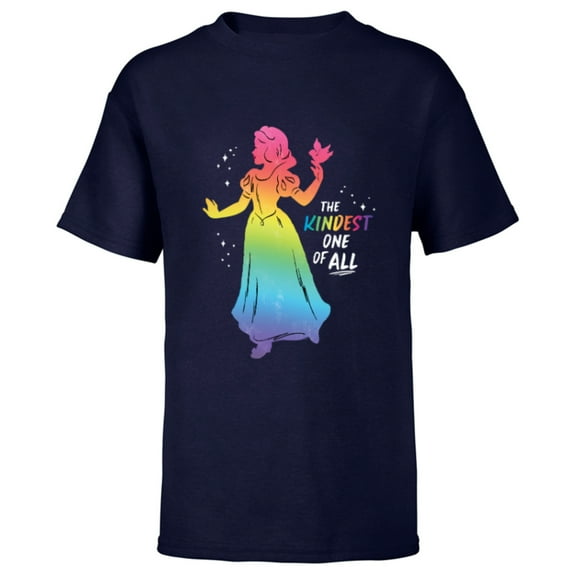 Disney Princess Snow White Rainbow The Kindest One of All- Short Sleeve T-Shirt for Kids - Customized-Navy