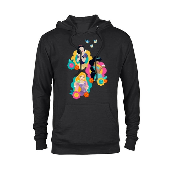 Disney Princess Snow White Rapunzel Jasmine In Bloom - Pullover Hoodie for Adults - Customized-Black