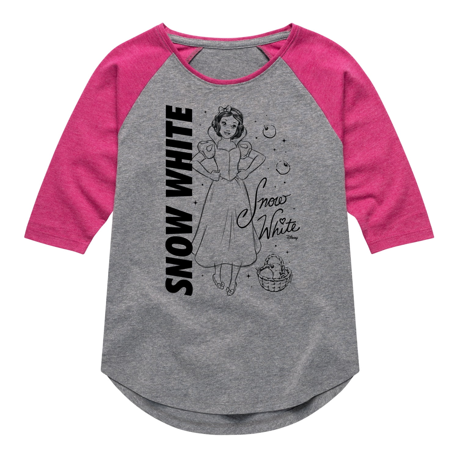 Nautinati Girls' 100% Cotton Crew Neck Disney Snow White Placement Print T-shirt